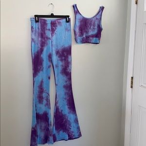 Tie Dye Flare Pants with Matching Top